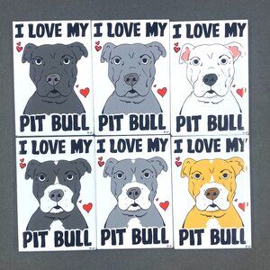 Pit Bull Magnet Handmade Cartoon Pet Portrait Dog Art Decor Gift 2x3"